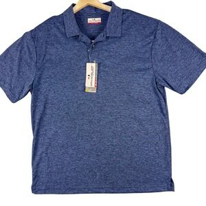 Grand Slam Polo Shirt Mens Large Blue Peacoat Heather‎ Performance Golf UPF 15